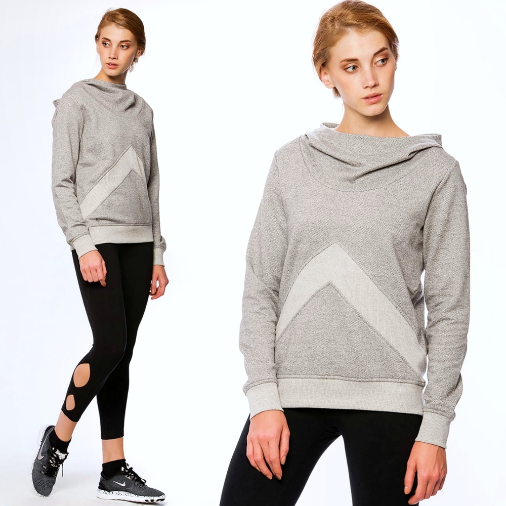 Lole Frances Hoodie Sweatshirt Grey Size Medium Funnel Neck